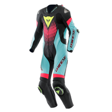 Carregar imagem no visualizador da galeria, Dainese Laguna Seca 6 1PC Leather Suit Perforated Black/Water/Fuxia Size - 58