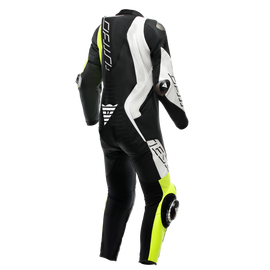 Dainese Audax D-Zip 1PC Perforated Leather Suit Black/Yellow Fluorescent/White Size - 48
