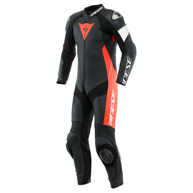 Dainese Tosa 1PC Leather Suit Perforated Black/Fluorescent Red/White Size - 60