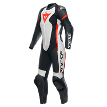 Carregar imagem no visualizador da galeria, Dainese Grobnik Lady Leather 1PC Perforated Suit Black/White/Fluorescent Red Size - 40
