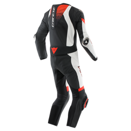 Dainese Laguna Seca 6 1PC Leather Suit Perforated Black/White/Red Fluorescent Size - 64