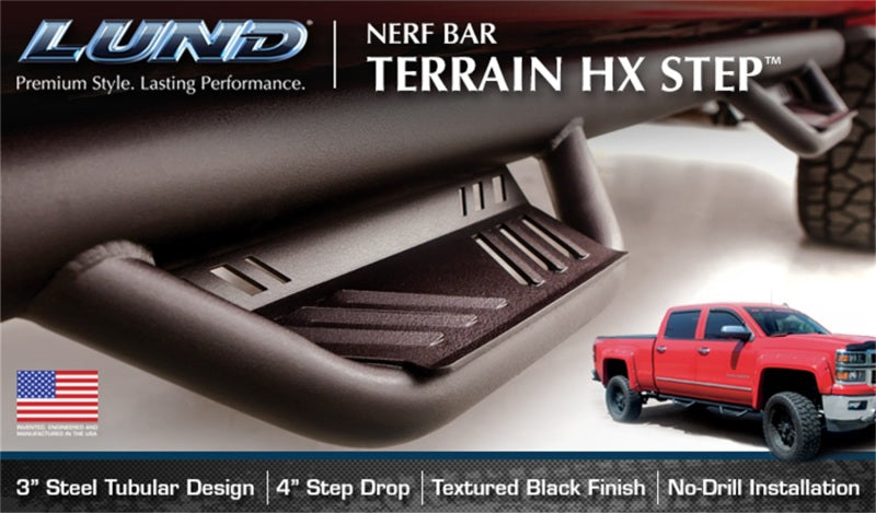Lund 07-17 Toyota Tundra Double Cab Terrain HX Step Nerf Bars - Black