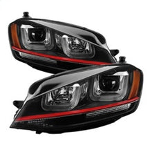 Carregar imagem no visualizador da galeria, Spyder Volkswagen Golf VII 14-16 Projector Headlights DRL LED Red Stripe Blk PRO-YD-VG15-RED-DRL-BK
