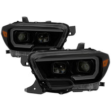 Carregar imagem no visualizador da galeria, xTune Toyota Tacoma 16-18 DRL Light Bar Projector Headlights - Black Smoked PRO-JH-TTA16-LBDRL-BSM