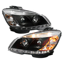 Carregar imagem no visualizador da galeria, Spyder Mercedes Benz C-Class 08-11 Projector Headlights Halogen - DRL Blk PRO-YD-MBW20408-DRL-BK