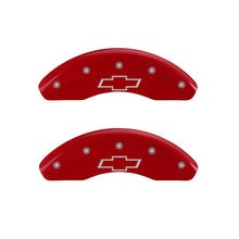 Carregar imagem no visualizador da galeria, MGP Front set 2 Caliper Covers Engraved Front Bowtie Red finish silver ch