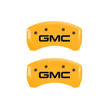 Carregar imagem no visualizador da galeria, MGP 4 Caliper Covers Engraved Front &amp; Rear GMC Yellow finish black ch