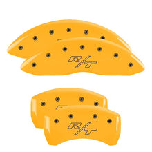 Carregar imagem no visualizador da galeria, MGP 4 Caliper Covers Engraved Front &amp; Rear Vintage Style/RT Yellow finish black ch