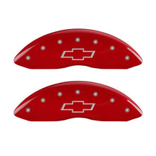 Carregar imagem no visualizador da galeria, MGP 4 Caliper Covers Engraved Front &amp; Rear Bowtie Red finish silver ch
