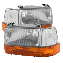 Carregar imagem no visualizador da galeria, Xtune Ford F150/Bronco 92-96 Headlights w/Corner Bumper 6pcs Amber- Clear HD-JH-FB92-SET-OEAM-C