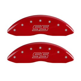 MGP 4 Caliper Covers Engraved Front & Rear Trailblazer style/SS Red finish silver ch
