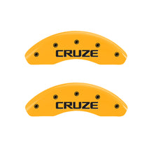 Carregar imagem no visualizador da galeria, MGP 4 Caliper Covers Engraved Front &amp; Rear Cruze Yellow finish black ch