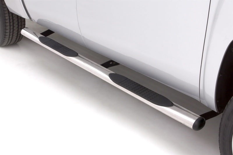 Lund 04-17 Nissan Titan Crew Cab 4in. Oval Straight SS Nerf Bars - Polished