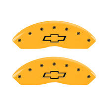 Carregar imagem no visualizador da galeria, MGP 2 Caliper Covers Engraved Front Bowtie Yellow Finish Black Char 1997 Chevrolet C3500