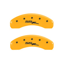 Carregar imagem no visualizador da galeria, MGP 4 Caliper Covers Engraved Front &amp; Rear Ssr Yellow Finish Black Char 2008 Chevrolet Trailblazer