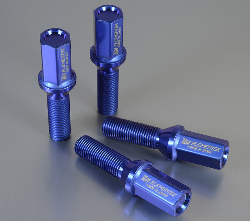 Project Kics 14X1.25 Ti64 Elementek Titanium Lug Bolt Blue - 20 PCS