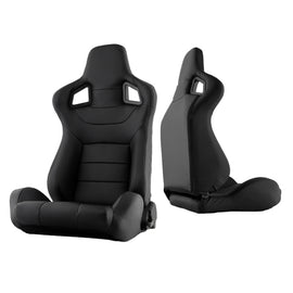 Xtune Scs Style Racing Seat Pu (Double Slider) Black/Black Driver Side RST-SCS-01-BK-DR