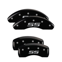 Carregar imagem no visualizador da galeria, MGP 4 Caliper Covers Engraved Front &amp; Rear Monte Carlo style/SS Black finish silver ch