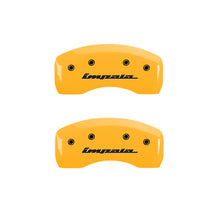 Carregar imagem no visualizador da galeria, MGP 4 Caliper Covers Engraved Front &amp; Rear Impala Yellow finish black ch