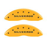 MGP 4 Caliper Covers Engraved Front & Rear Silverado Yellow Finish Blk Char 04 Chevy Avalanche 1500