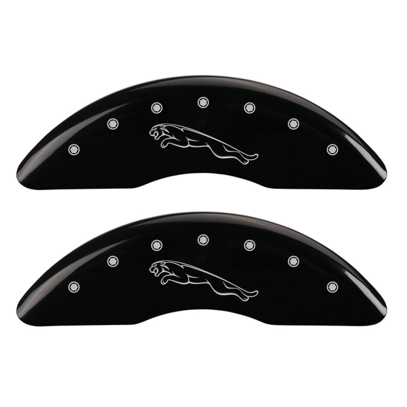 MGP 4 Caliper Covers Engraved Front & Rear Leaper Black finish silver ch