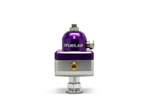 Carregar imagem no visualizador da galeria, Fuelab 575 Carb Adjustable Mini FPR Blocking 4-12 PSI (1) -6AN In (2) -6AN Out - Purple
