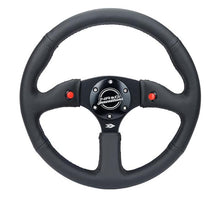 Carregar imagem no visualizador da galeria, NRG Reinforced Steering Wheel (350mm/ 2.5in. Deep) Sport Leather Racing/ 4mm Matte Black Spoke