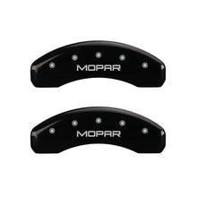 Carregar imagem no visualizador da galeria, MGP 4 Caliper Covers Engraved Front &amp; Rear MOPAR Black finish silver ch
