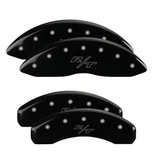 Carregar imagem no visualizador da galeria, MGP 4 Caliper Covers Engraved Front &amp; Rear Vintage Style/RT Black finish silver ch
