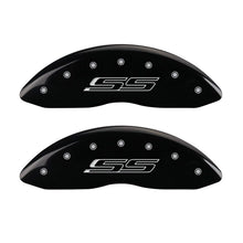 Carregar imagem no visualizador da galeria, MGP 4 Caliper Covers Engraved Front &amp; Rear Gen 5/SS Black finish silver ch