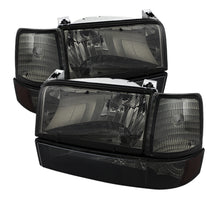 Carregar imagem no visualizador da galeria, Xtune Ford F150/Bronco 92-96 Headlights w/Corner Bumper 6pcs Amber- Smoke HD-JH-FB92-SET-AM-SM