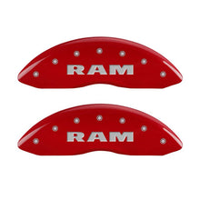 Load image into Gallery viewer, MGP 4 Caliper Covers Engraved Front &amp; Rear RAM Red finish silver ch