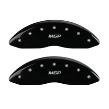 Carregar imagem no visualizador da galeria, MGP Front set 2 Caliper Covers Engraved Front MGP Black finish silver ch