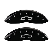 Carregar imagem no visualizador da galeria, MGP Front set 2 Caliper Covers Engraved Front Bowtie Black finish silver ch