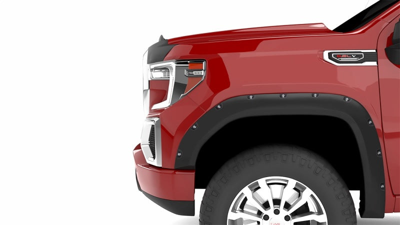 Lund 19-21 GM Silverado RX-Flat Textured Elite Series Fender Flares w/Black Bolts - Black 2pc Front