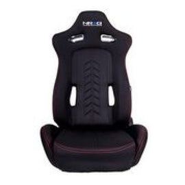 NRG Sport Seats (Pair) Cloth w/NRG Logo & NRG Arrow Cushion Imprint - Black w/Red Stitch