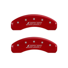 Carregar imagem no visualizador da galeria, MGP 4 Caliper Covers Engraved Front &amp; Rear Gen 5/SS Red finish silver ch