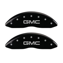 Carregar imagem no visualizador da galeria, MGP 2 Caliper Covers Engraved Front GMC Black Finish Silver Characters 2008 GMC Canyon