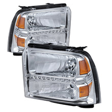 Carregar imagem no visualizador da galeria, Xtune Ford F250/350/450 Super Duty 05-07 Crystal Headlights w/ LED Chrome HD-JH-FS05-LED-C
