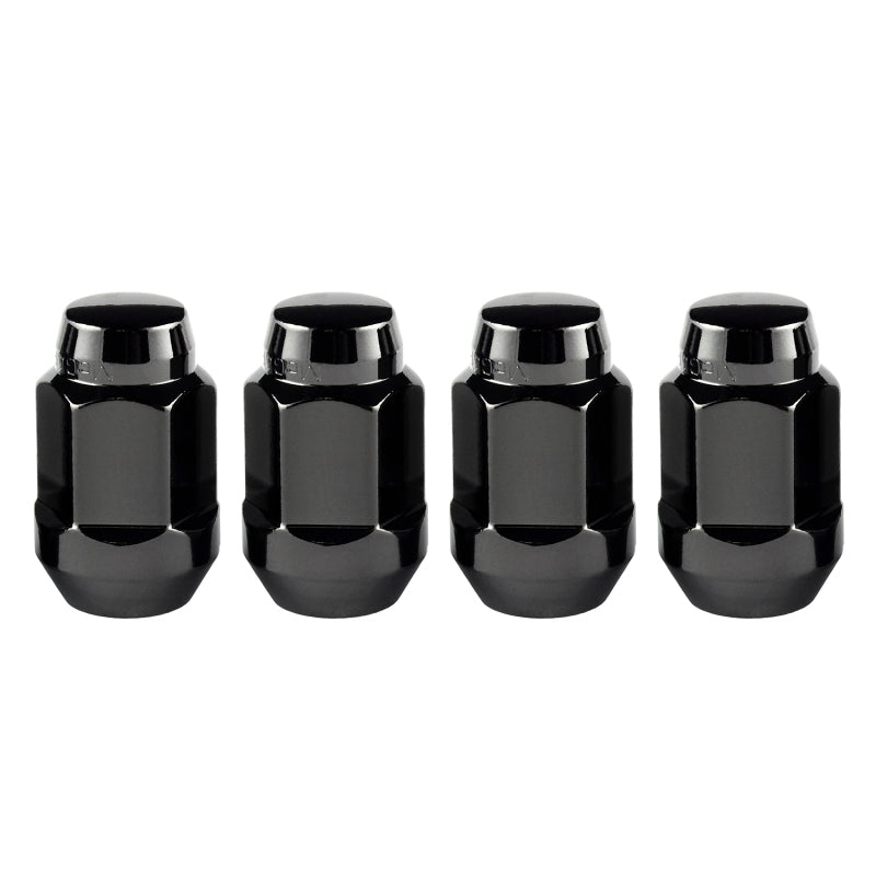 Porca sextavada McGard (estilo protuberante do assento cônico) M14X1,5 / 22 mm hexagonal / 1,635 pol. Comprimento (pacote com 4) - Preto