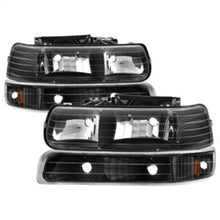 Carregar imagem no visualizador da galeria, Xtune Chevy TahOE 00-06 Amber Crystal Headlights w/ Bumper Lights Black HD-JH-CSIL99-SET-AM-BK