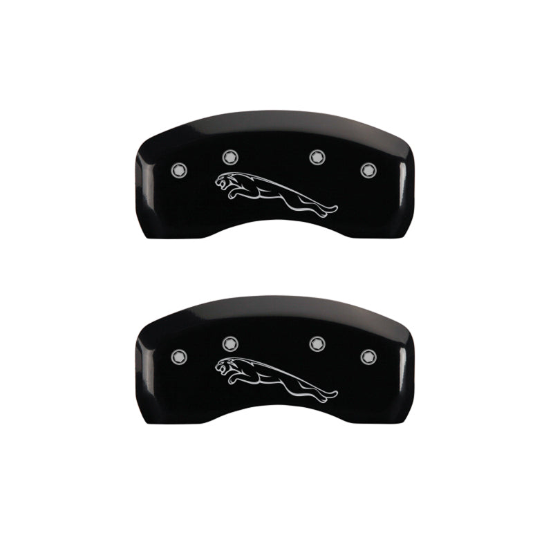 MGP 4 Caliper Covers Engraved Front & Rear Leaper Black finish silver ch