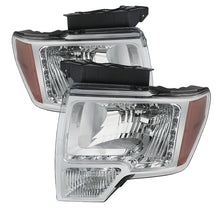 Carregar imagem no visualizador da galeria, Xtune Ford F150 09-14 Amber Crystal LED Headlights Chrome HD-JH-FF15009-LED-AM-C