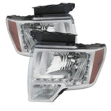 Xtune Ford F150 09-14 Amber Crystal LED Headlights Chrome HD-JH-FF15009-LED-AM-C