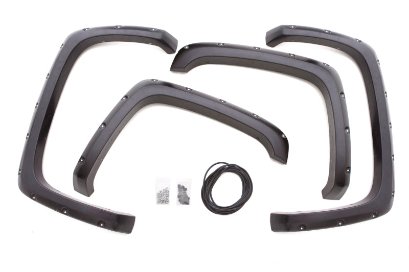 Lund 19-21 GM Silverado/Sierra RX-Flat Textured Elite Series Fender Flares w/Black Bolts - Black 4pc