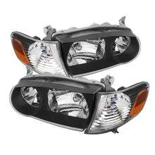 Carregar imagem no visualizador da galeria, Xtune Toyota Corolla 01-02 Crystal Headlights w/ Amber Corner Lights Black HD-JH-TC01-AM-BK