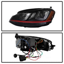 Carregar imagem no visualizador da galeria, Spyder Volkswagen Golf VII 14-16 Projector Headlights DRL LED Red Stripe Blk PRO-YD-VG15-RED-DRL-BK