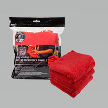Load image into Gallery viewer, Chemical Guys Happy Ending Ultra Edgeless Microfiber Towel - 16in x 16in - Red - 3 Pack (P16)
