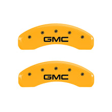 Carregar imagem no visualizador da galeria, MGP 4 Caliper Covers Engraved Front &amp; Rear GMC Yellow Finish Black Char 2007 GMC Savana 2500