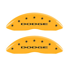 Carregar imagem no visualizador da galeria, MGP Front set 2 Caliper Covers Engraved Front With out stripes/Dodge Yellow finish black ch